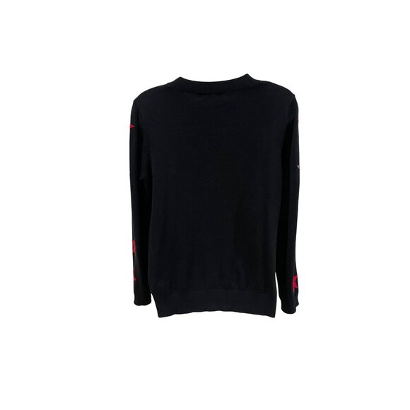 Elan Womens Black Sweater With Red Star Sleeve Design Size L Givenchy Style - Picture 4 of 7